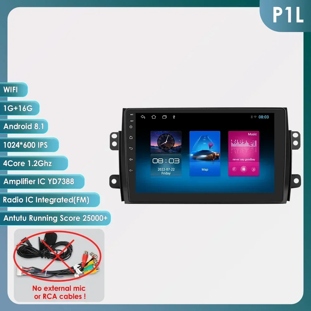 Autoradio voor Suzuki SX4 2006-2013 & Fiat Sedici 2005-2014 Multimedia Speler Carplay Android Auto Navigatie 2 Din Stereo Audio