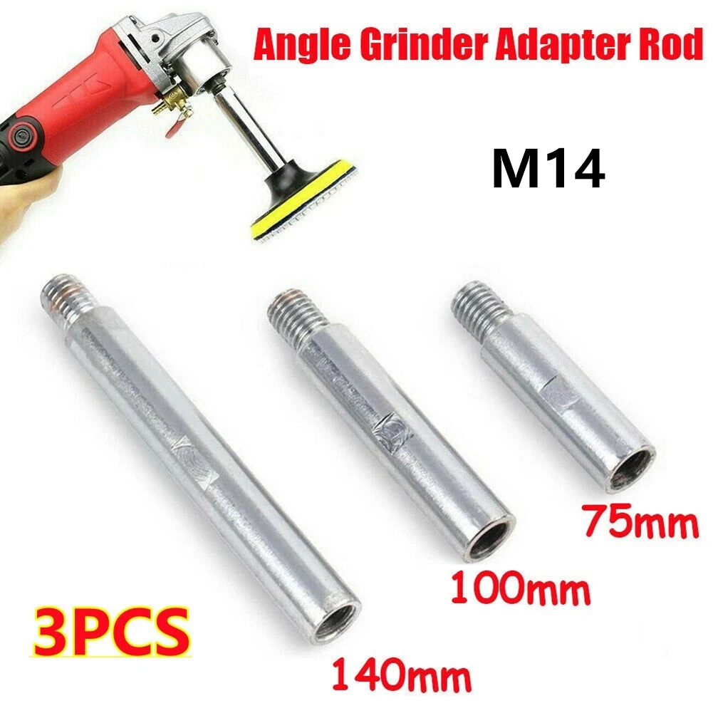 3pcs M14 Angle Grinder Extension Rod 75/100/140mm Thread Adapter Rod Polishing Pad Grinding Connection Rod Polisher Accessories