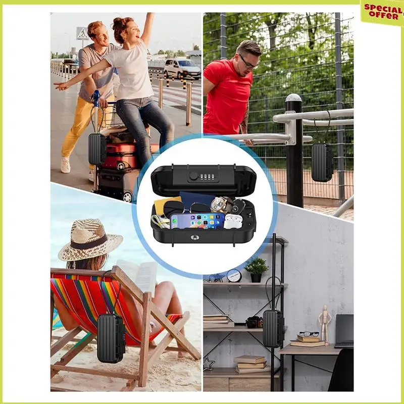 

A34R Portable Safe Box For Travel Mini Beach Lockable Box For Dorm,Travel,Beach,Hotel