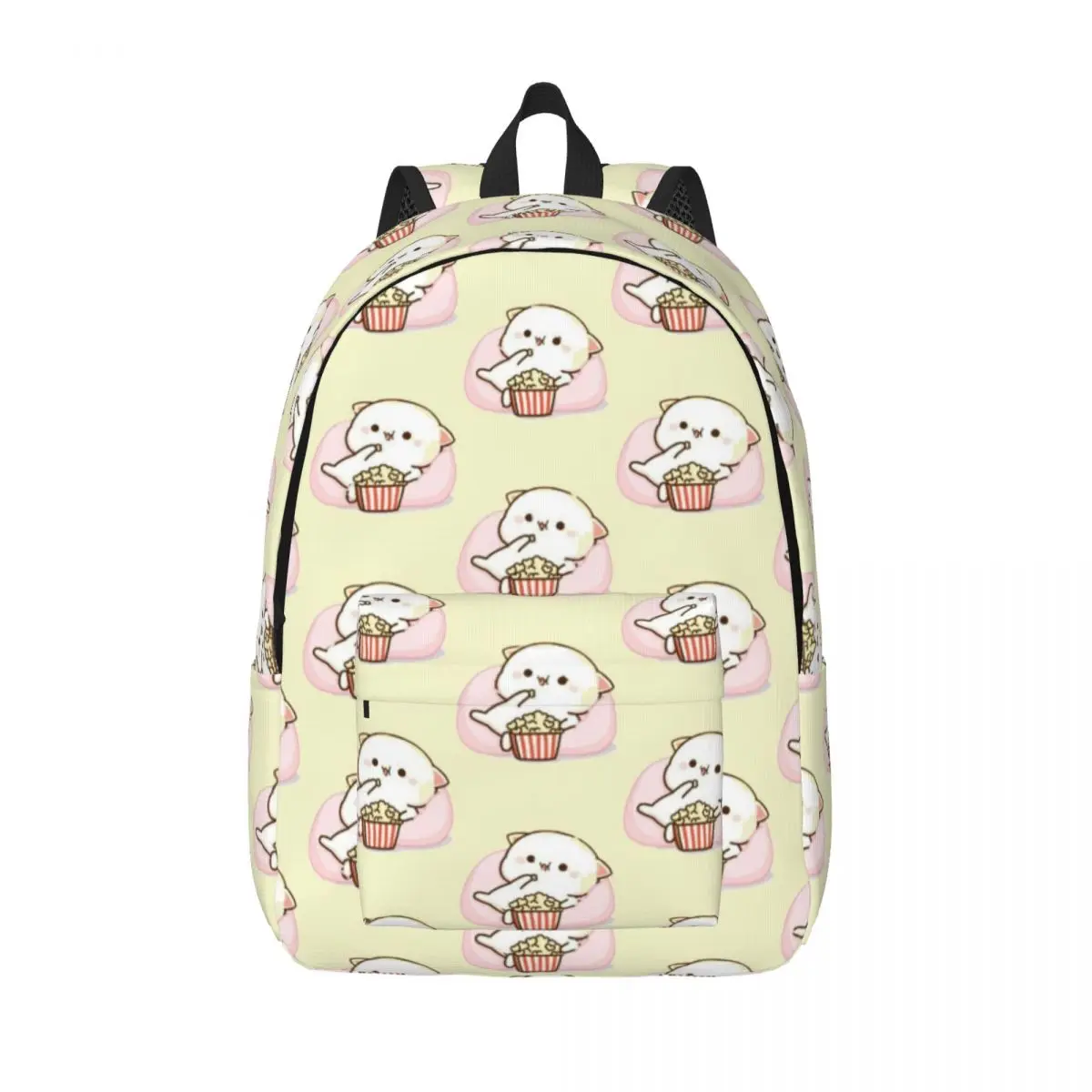 Mochi Milk Peach e Goma Cat Mochila para homens e mulheres, mochila de negócios, bolsa de ombro, estudante adolescente, pipoca esportiva