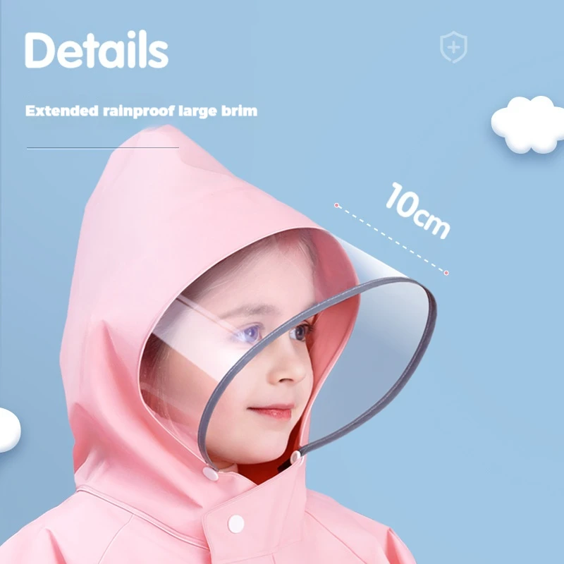 Waterproof Children Rain Poncho Non-Disposable Travel on Foot Rain Gear Coat Carry Hat Outdoor Hiking Accessories Kids Raincoat