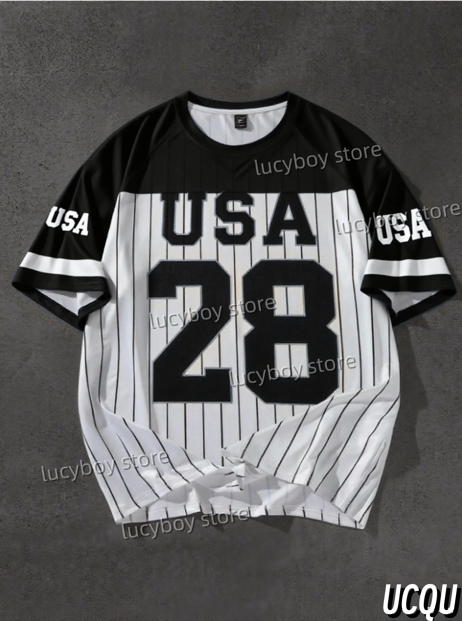 

2025 Summer Men American stripe USA 28 Print Crew Neck Short-Sleeved Top Daily Street Men T-Shirt Men Clothing
