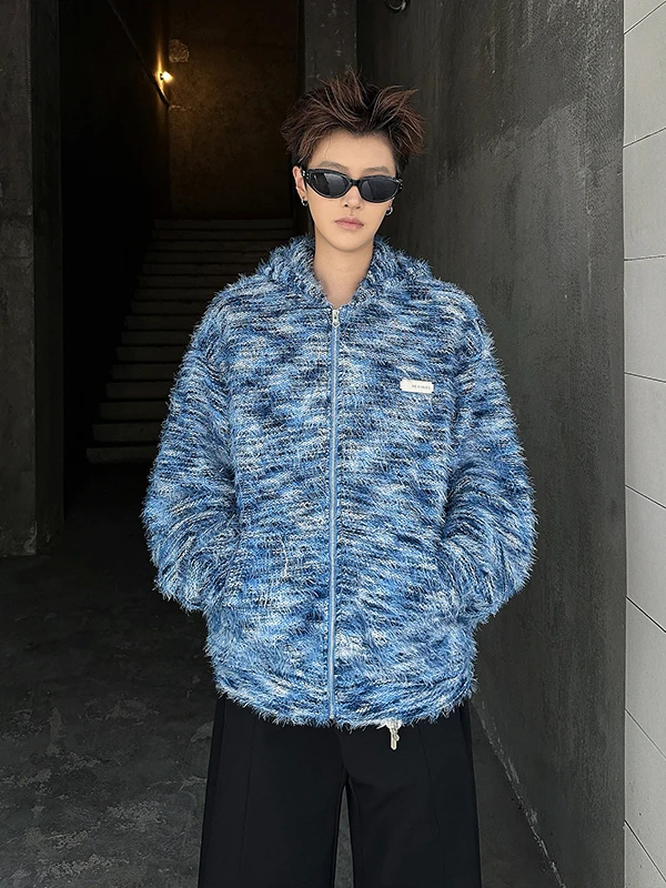 

adient Color Blo Hooded Open Cardigan Sweater Men's Autumn Winter Casual Sle Knitted Long Sve Coat Warmth Comfortable