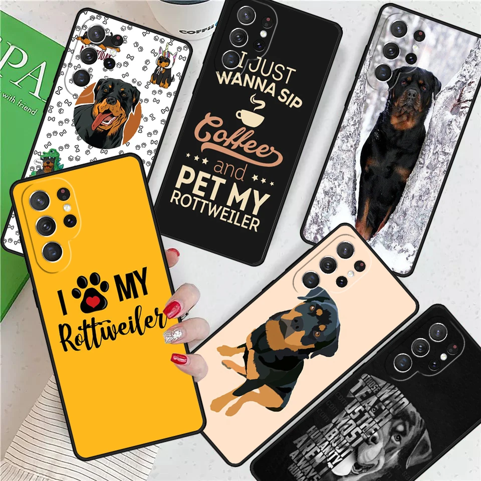 Cute Rottweiler Dog For Samsung Galaxy S24 Ultra S21 S22 S8 S9 S10E Note 10 20 Plus FE S23 Phone case Cover Coque