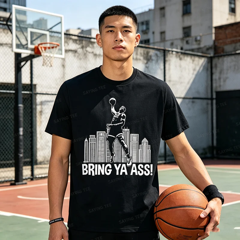 Minnesota 2024 Bring Ya Ass T-Shirt, Y2k Vintage Basketballspieler Grafik-Bekleidung für Damen und Herren, Kurzarm Weiches Baumwoll-T-Shirt – Detail 3