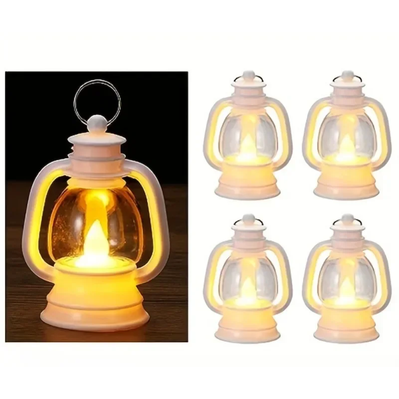 4pieces Vintage Flickering LED Mini Lantern Battery-Powered Hanging Candle Lights Wireless Switch Control