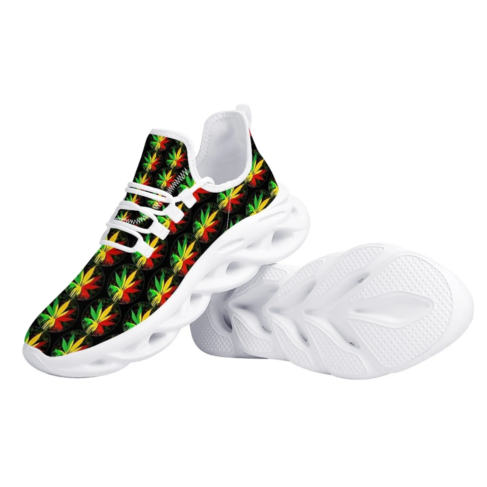 Belidome Rainbow Weed Leaves Womens Running Shoes Casual Athletic Snealers Non Slip Womens Walking  Tennis Shoes Zapatos Mujer