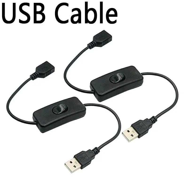 

2PCS USB 2.0 Male to Female Charging Extension Cable with Switch for Table Lamp Fan Car DVR Power Cord 0.3m 0.6m