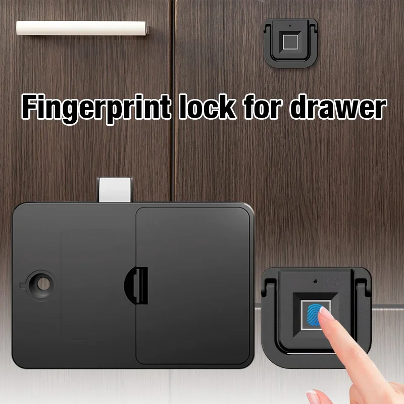 2Pcs Biometric Fingerprint Drawer Cabinet Lock Anti-theft Keyless Electronic Hidden Lock Type-C Charging Home Office Storage