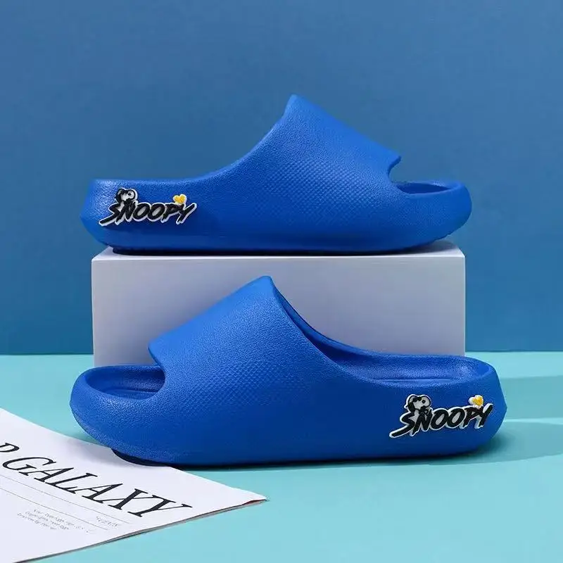 

real pictures Cute Snoopy cartoon man wearing slipper indoor women pink blue yellow white green black kids children slippers