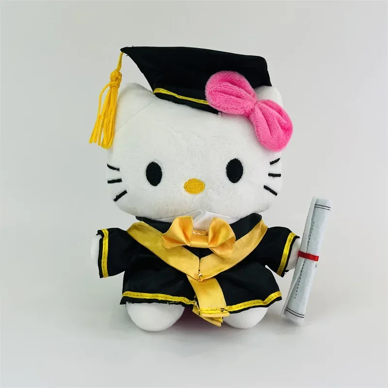 17cm Sanrio Anime Graduation Season Hello Kitty Plush Toy Cartoon Soft Stufffed Doll  Room Decoration Toys For Children   Gifts