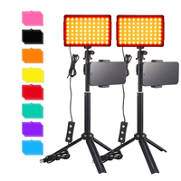 2-Pack  Streaming Lights Studio LED Video Light Computer Light Camera Lighting with Tripod 9 Color Filters for Photography Photo