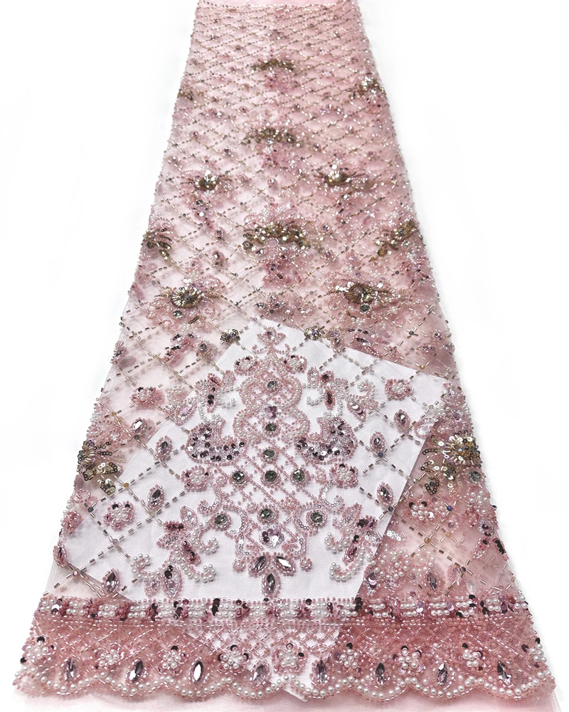 

High Quality African Beads Groom Tulle Lace Fabric with Sequins Embroidery 2026 French Tulle Laces for Nigerian Party Sewing
