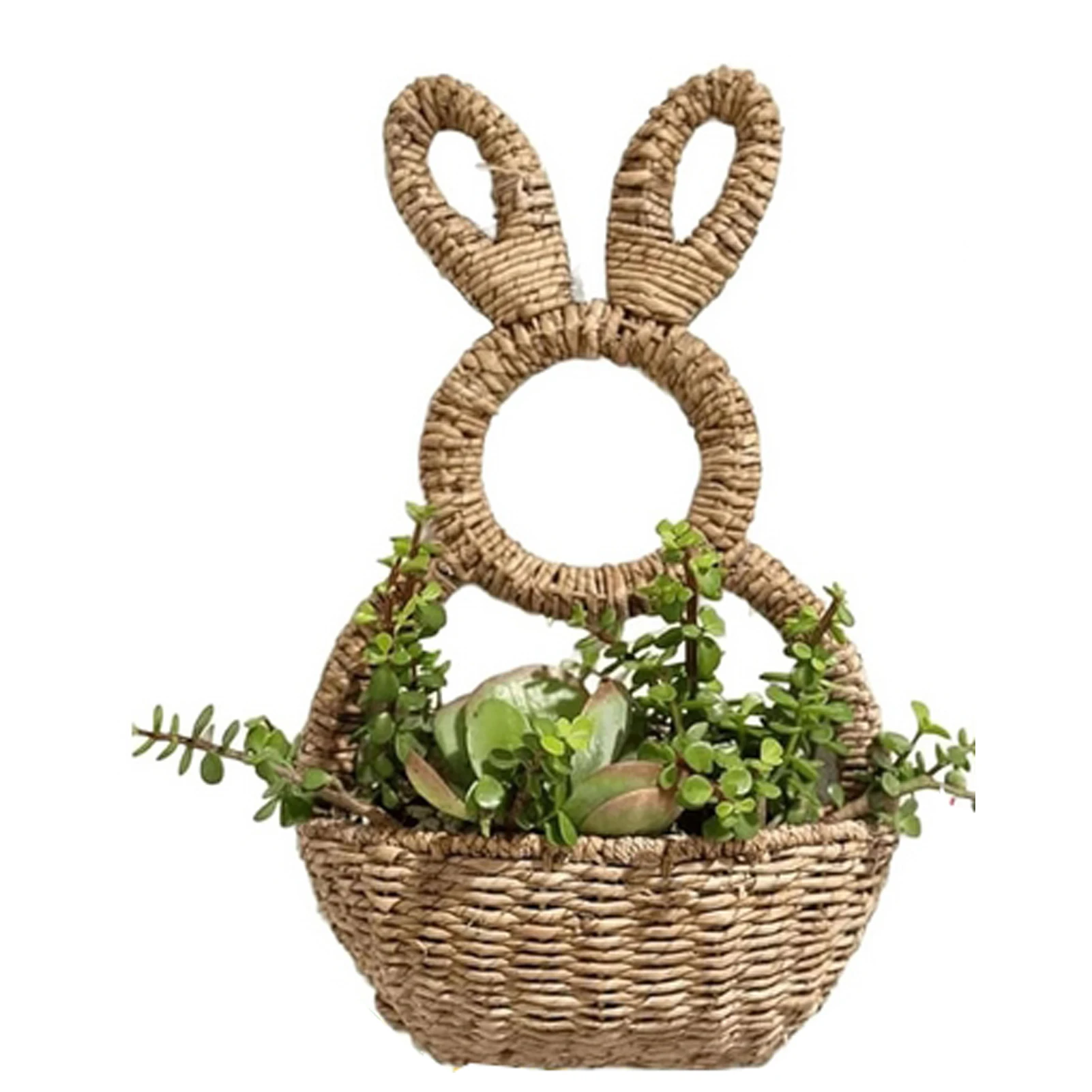 Woven Wall Basket - 手編み柳製イースターバニーバスケット ウォールポケット イースターポーチデコレーション イースターバニーの象徴として
