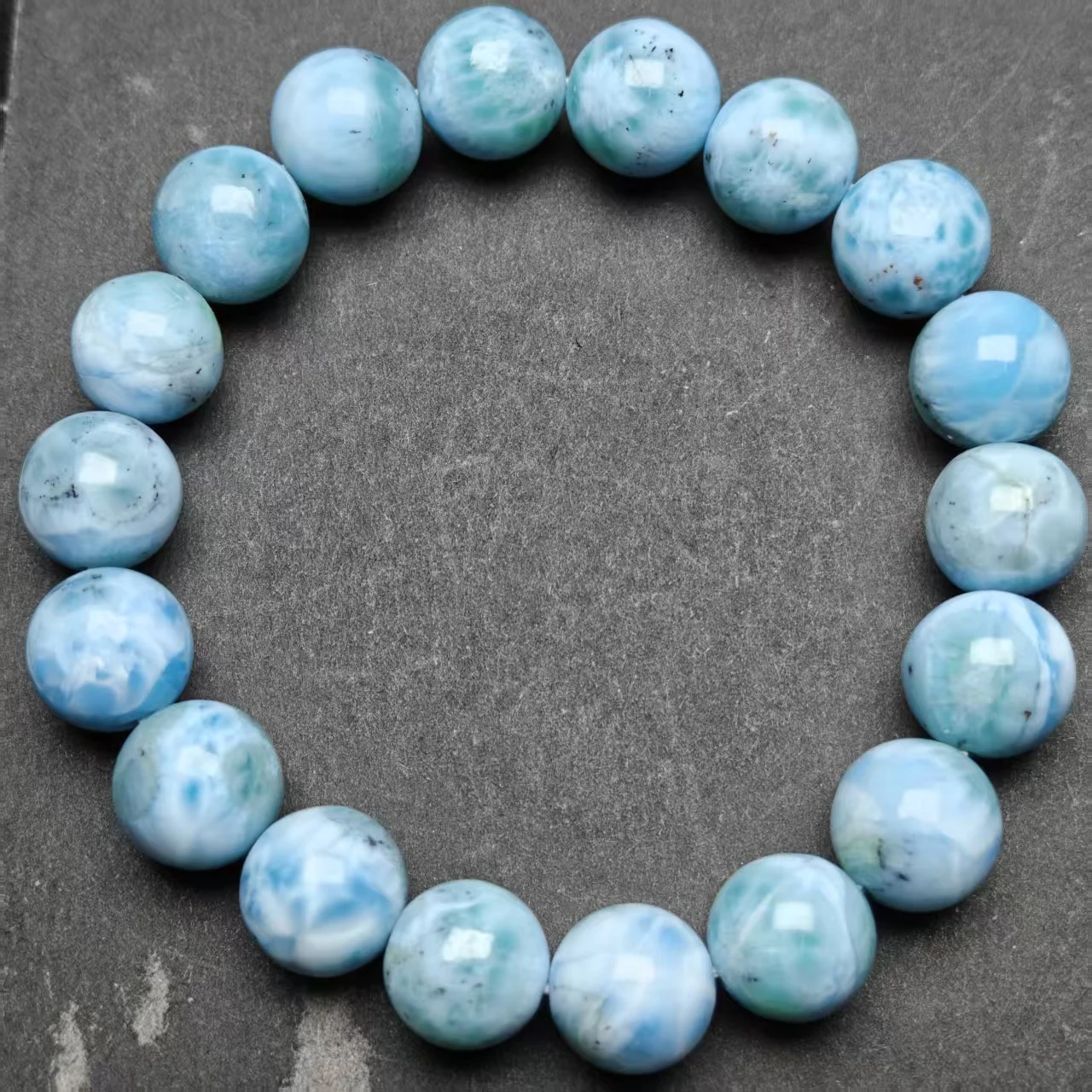 Xingyu Natürliche AA Larimar glatte runde lose Armbandperlen für Schmuckherstellung, Designarmband, elastisches Seil, handgemachter Schmuck – Detail 7