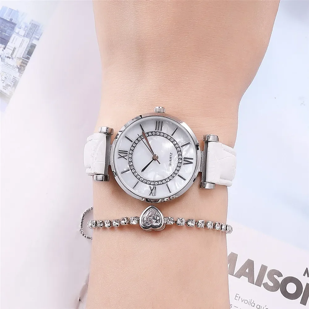 

Fashion High Quality Classic Women Watch Set Woman Casual Quartz Wristwatch Leather Bracelet Luxury Watch Gift Relogio Femenino