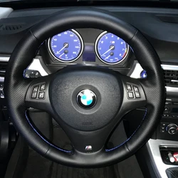 Car Steering Wheel Cover For BMW M Sport E87 E81 E82 E88 X1 E84 M3 E90 E91 E92 E93 Hand-stitched Microfiber Leather  Interior