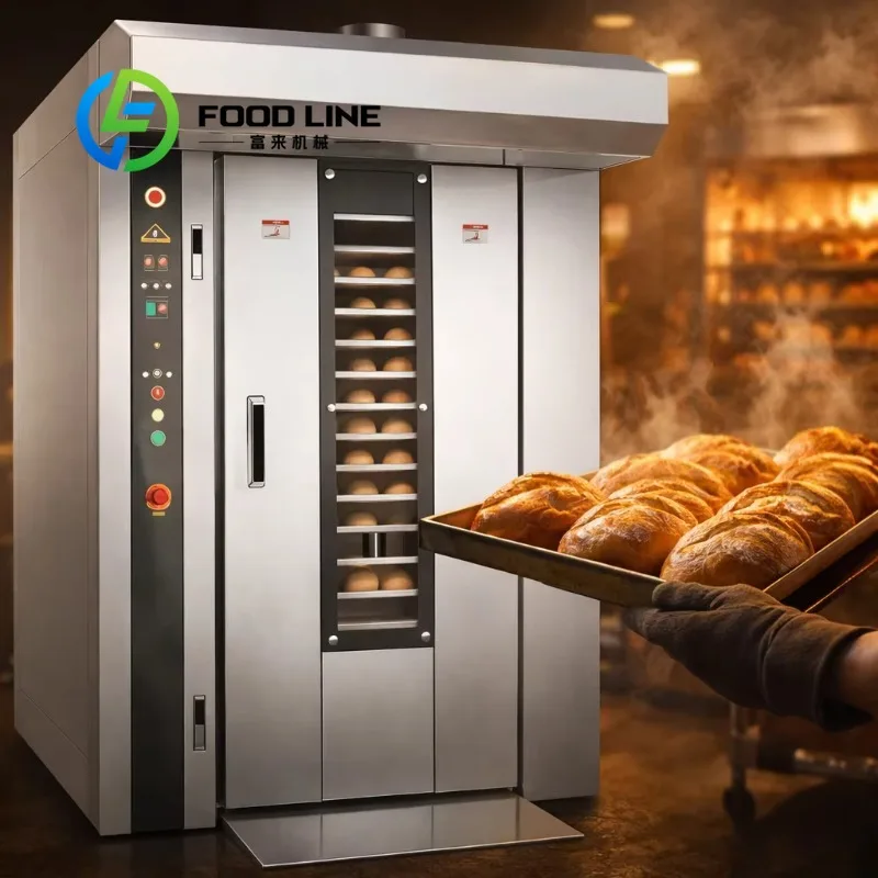 Rotary Rack Oven Stainless Steel Body Fuel Flexible Gas Electric Dual Mode System Commercial Bakery Workshop Factory Price