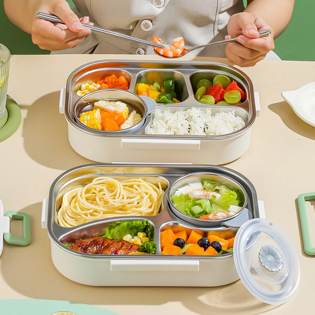 304 Stainless Steel Lunch Box 2/4/5 Grids Portable Food Container with Cutlery Set Portable Food Container Bento Lunch Boxes