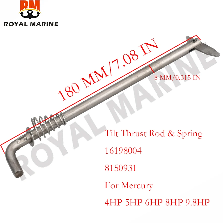 16198004 8150931 Tilt Thrust Rod & Spring For Mercury Outboard Motor 4HP 5HP 6HP 8HP 9.8HP Boat Engine Replaces Parts