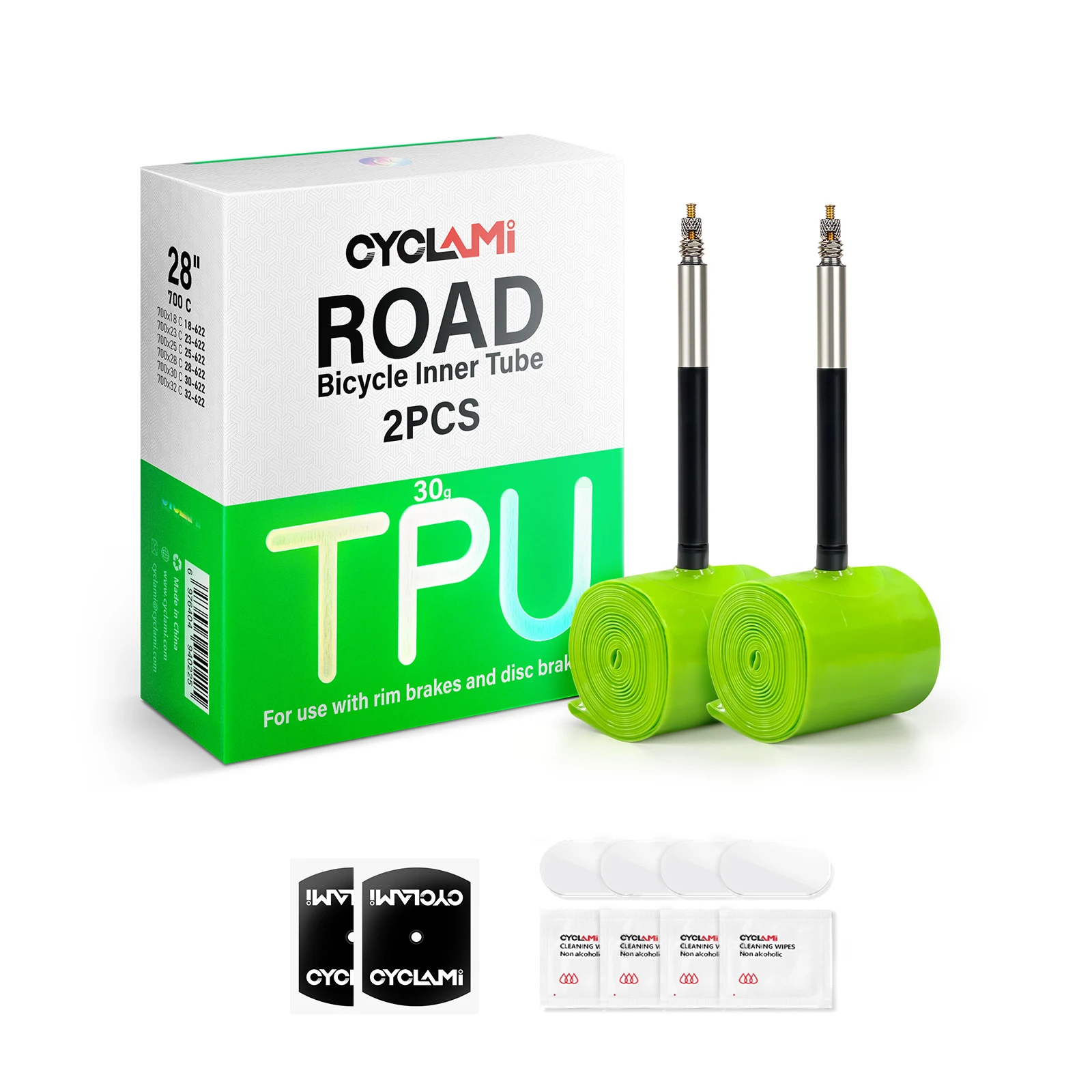 2er-Pack CYCLAMI Fahrrad-Schlauch 30g 700c 700 x 18 23 25 28 30 32c Rennrad 45mm 65mm 85mm Französisches Ventil Fahrradzubehör