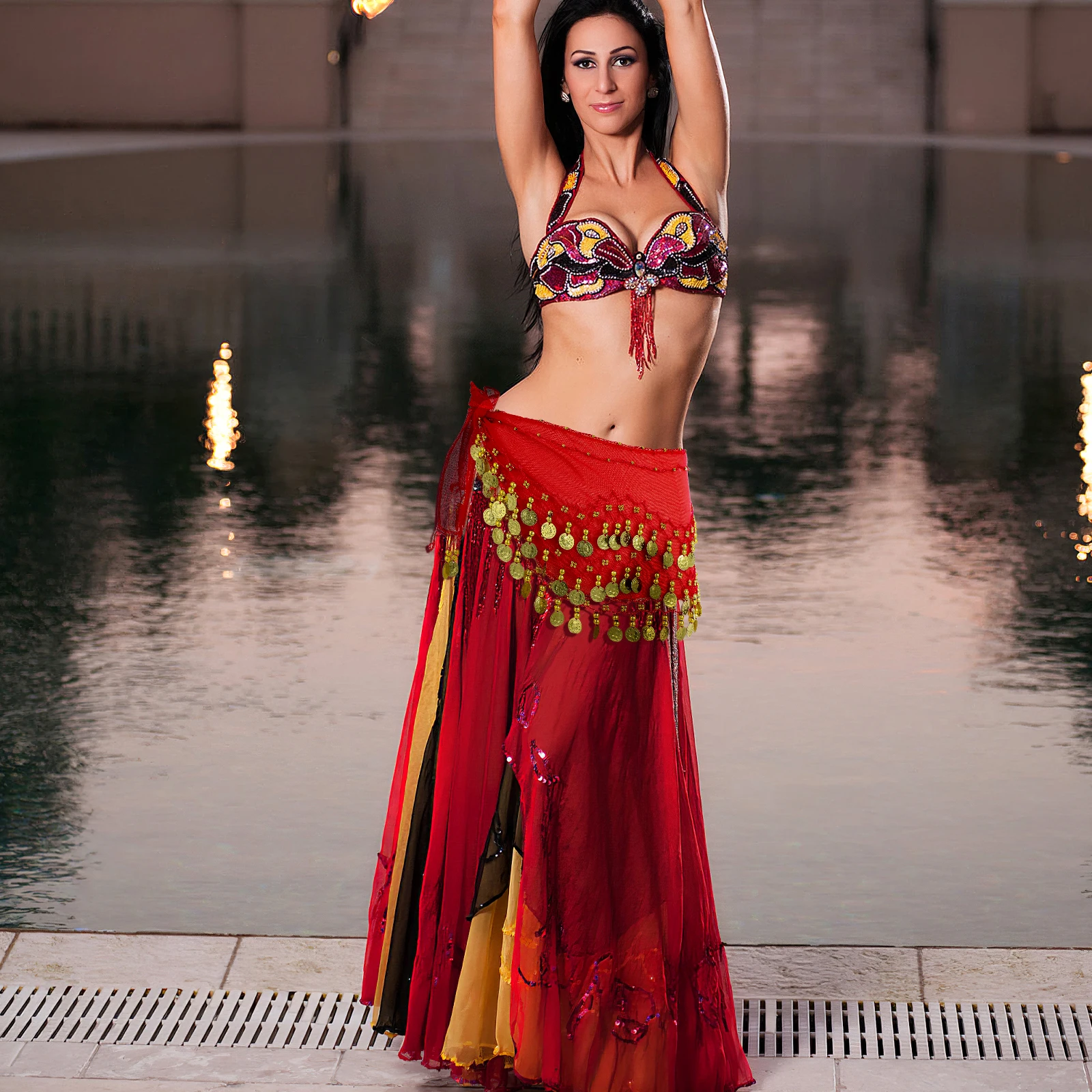 أزياء الرقص الشرقي حزام النساء الشيفون المتدلي الرقص الشرقي وشاح الورك الترتر شرابة حزام للف الوسط تايلاند الهند أحزمة الرقص العربي