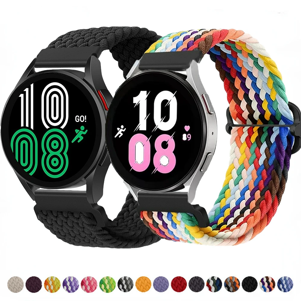 

20mm Braided Solo Loop Strap For Samsung Galaxy Watch 5/4 44mm 40mmNylon Elastic Bracelet For Samsung Watch 5 Pro 45mm/4 Classic