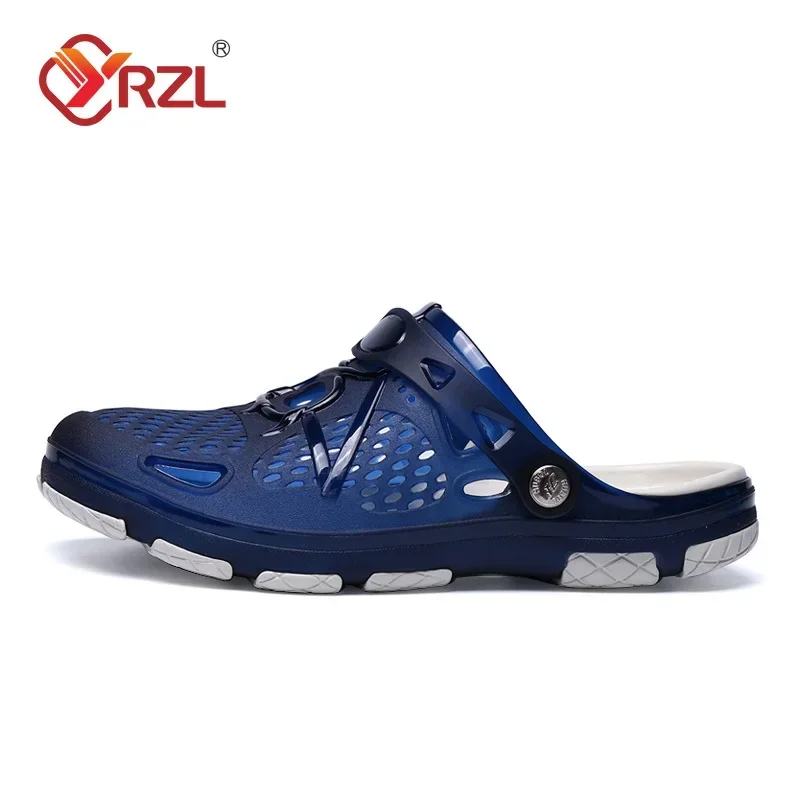 YRZL Men Shoes Beach Slippers Outdoor Hollow Out Casual Beach Sandals Comfortable Clogs Non-slide Male Water Shoes Mens Slippers