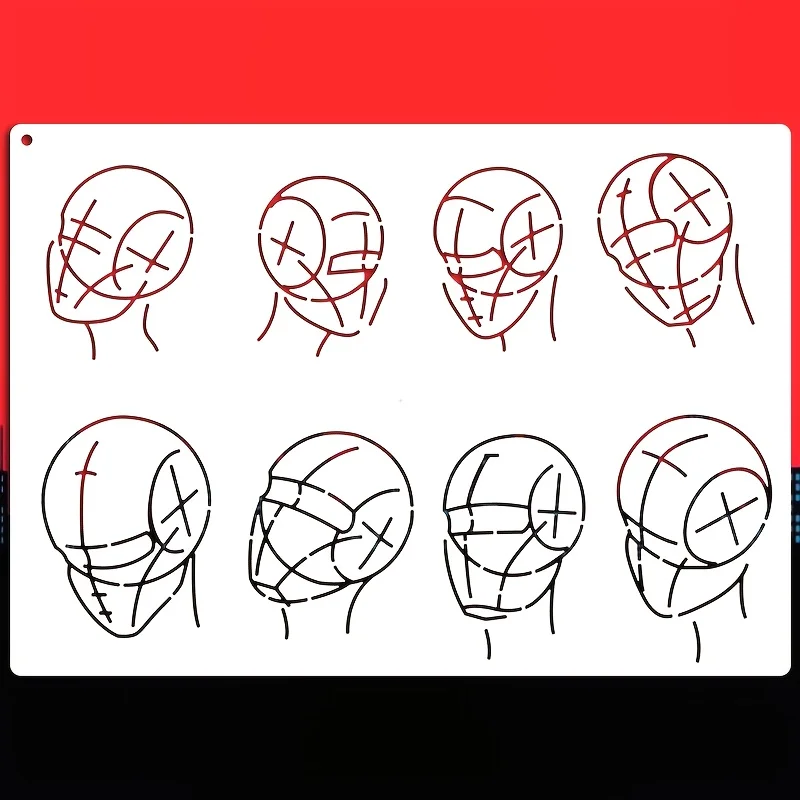 A4 Anime Face Drawing Stencil 8.3x11.7 Inch Reusable PET Head Proportion Template for Manga Portrait Sketching Character Design