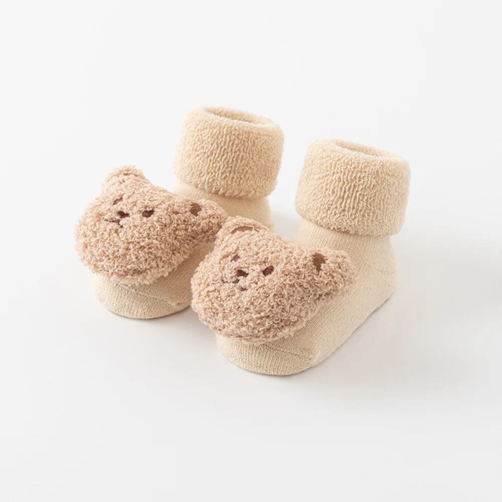 

High Quality Combed Cotton Winter Soft Cotton Bear Socks Antiskid Anti Slip Soled Sock Little Bear Thicken Socken Girl