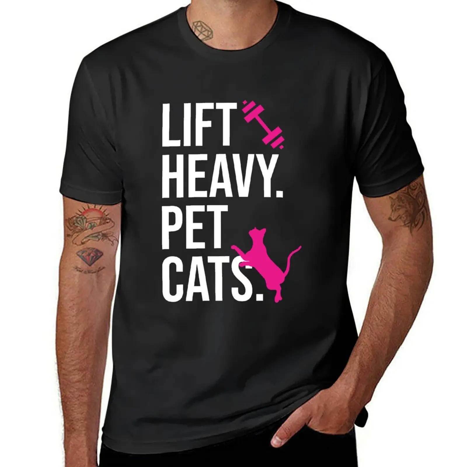 

Lift Heavy Pet Cats Gym T-Shirt hippie clothes tops men t shirt