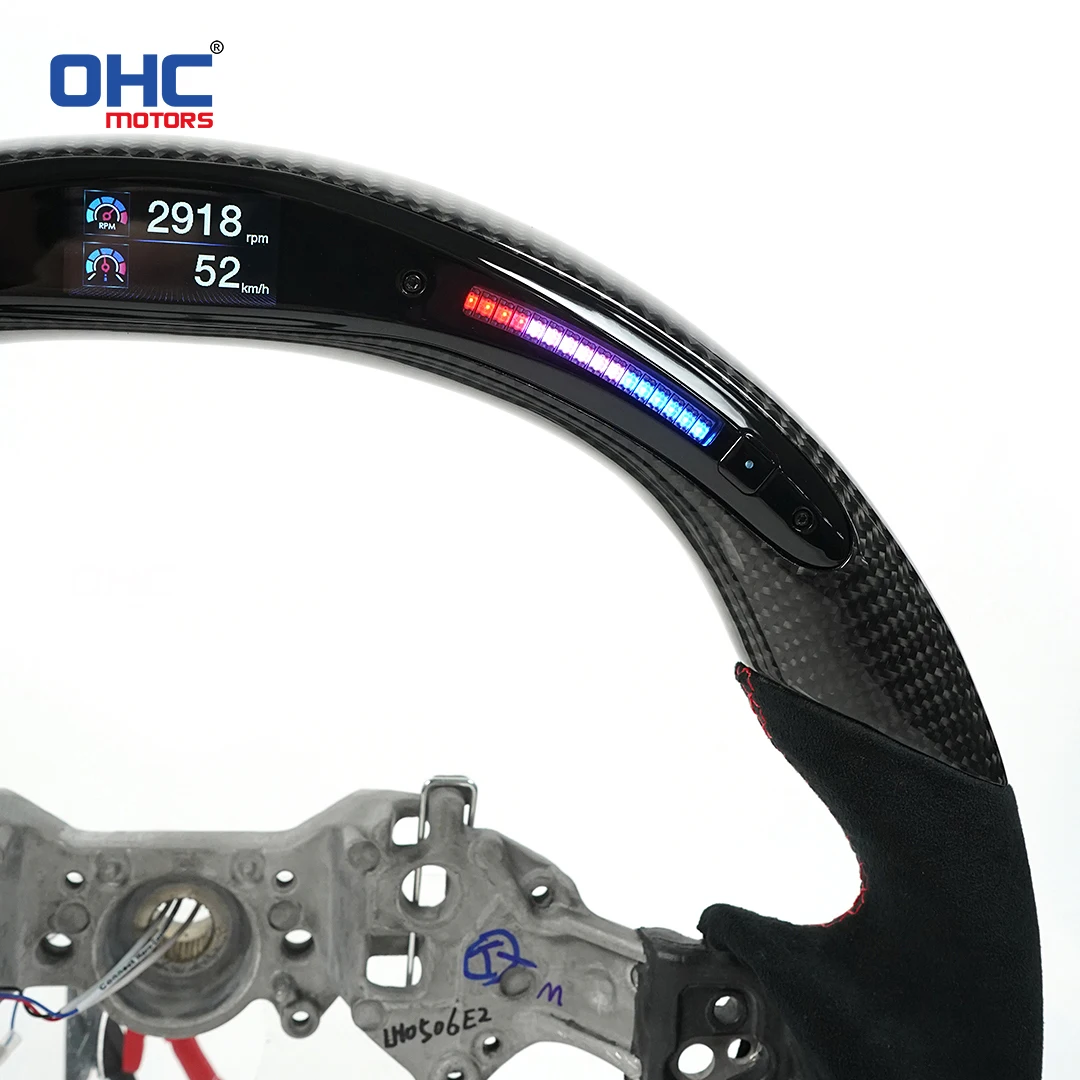 OHC Galaxy Pro LED ألياف الكربون عجلة القيادة الجلدية الكانتارا لتويوتا 86 مخصصة اتصال الهاتف المحمول APP التحكم #3