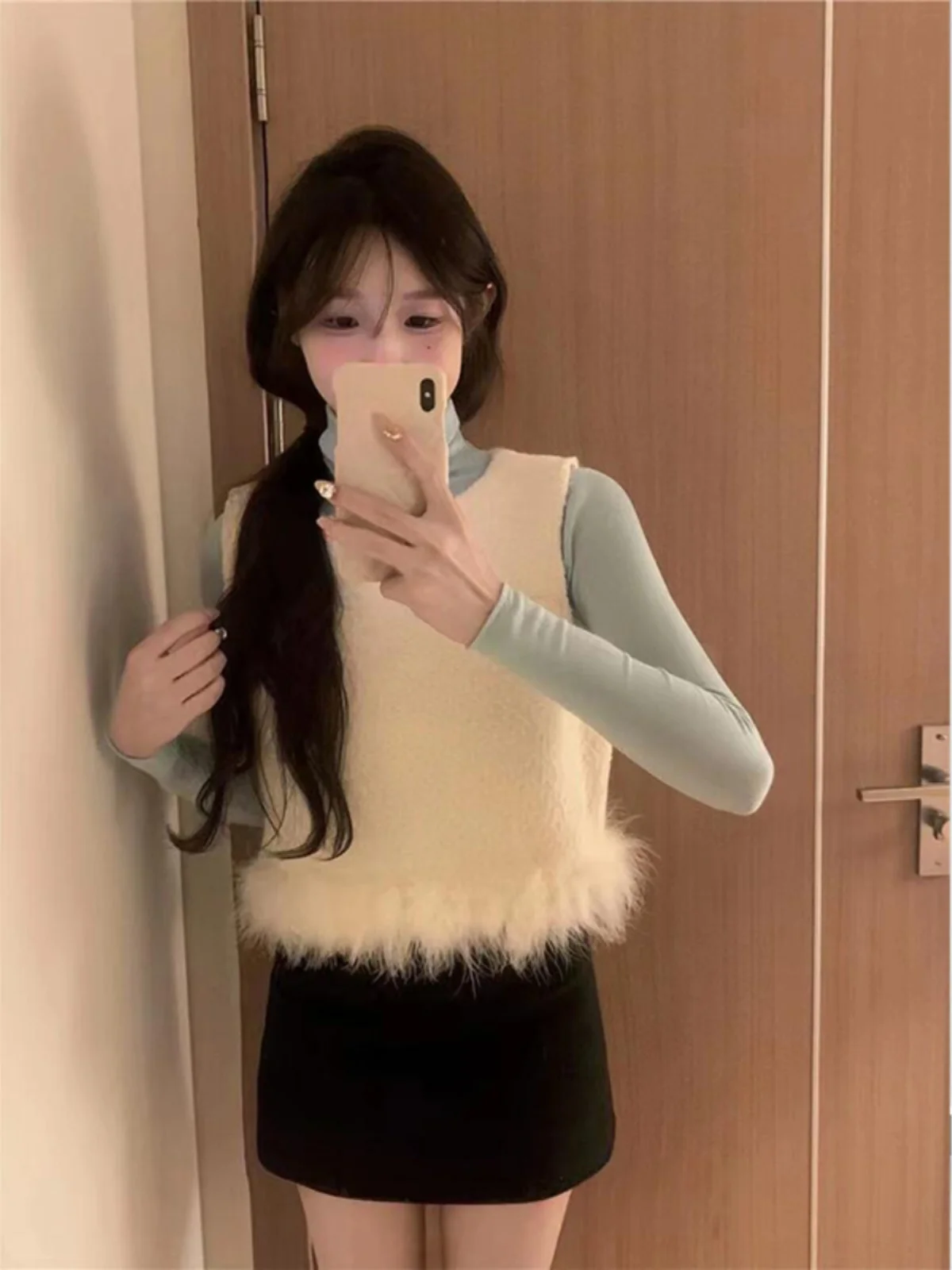 

Многослойный потертый жилет, женский осенне-зимний простой круглый жилет Ne Svel, модный полиэстер