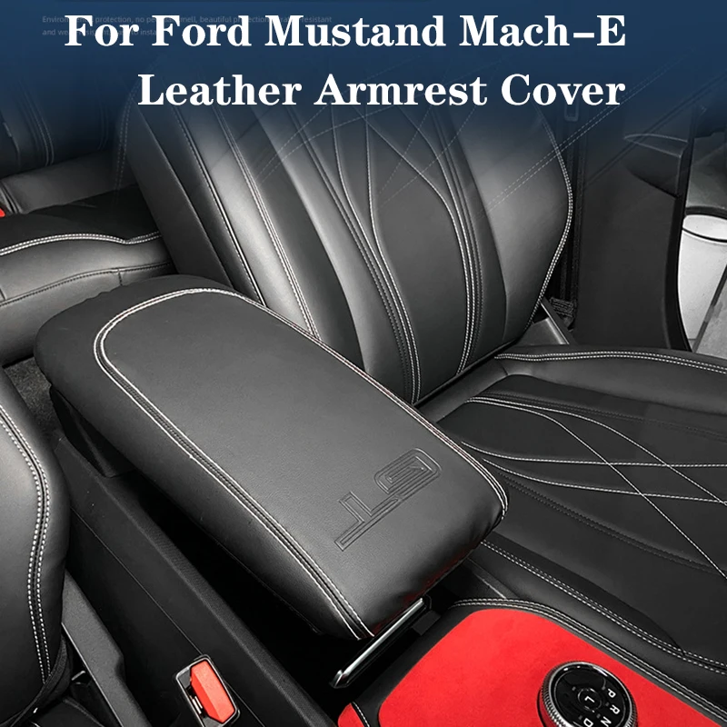 

For Ford Mustand Mach-E Car Central control Armrest box Leather Protective Cover Interior auto accessories