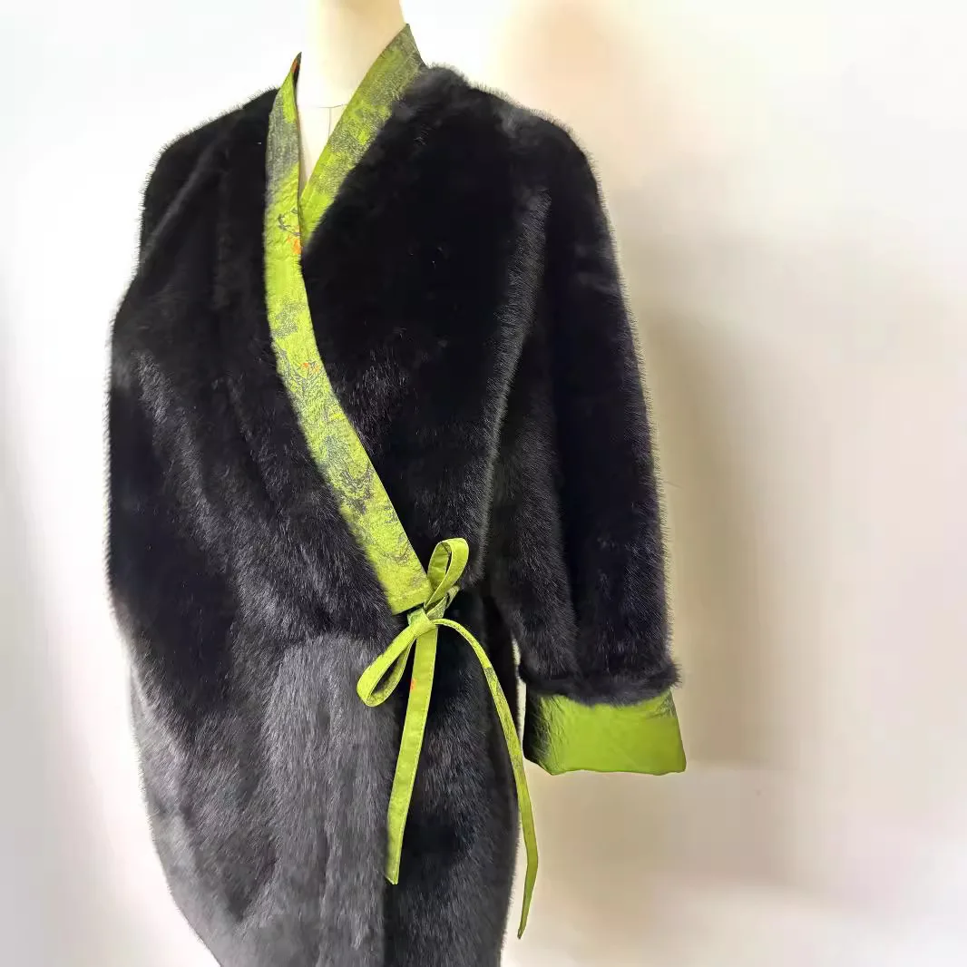 

2024 Autumn/winter New Chinese Style Fashionable Western Style Fashionable High End Mink Fur Fur One-Piece Fur for Women