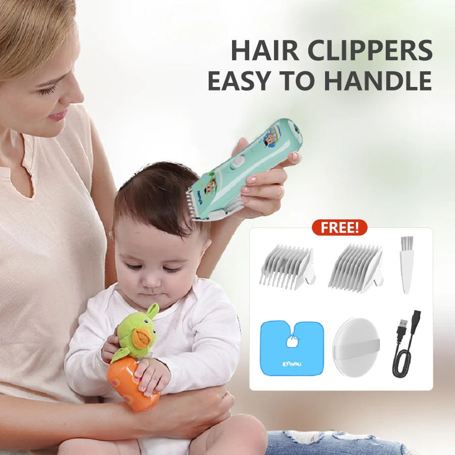 Máquina de cortar cabelo para bebês, aparador de cabelo com baixo ruído para crianças, recarregável, máquina de corte de cabelo para crianças pequenas, kits de corte de cabelo