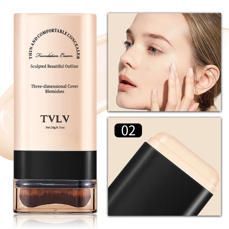 TVLV 20g Eraser Stick Foundation Concealer with Brush Brightening Long-Wear Waterproof for Women Girls Party Stage Makeup