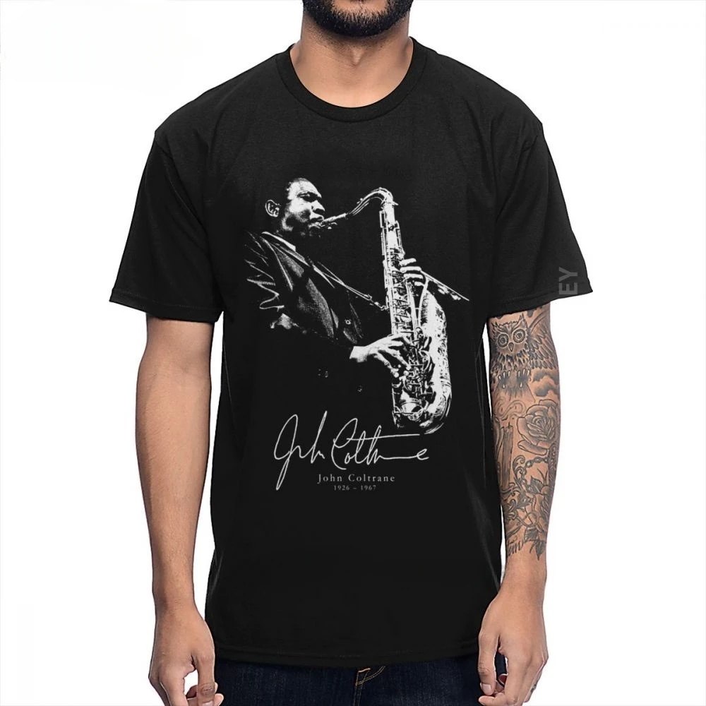 Men Summer Cotton Male Casua   American Jazz Saxophonist And Composer Sax Music John Coltrane 100% Cotton Graphic Cotton