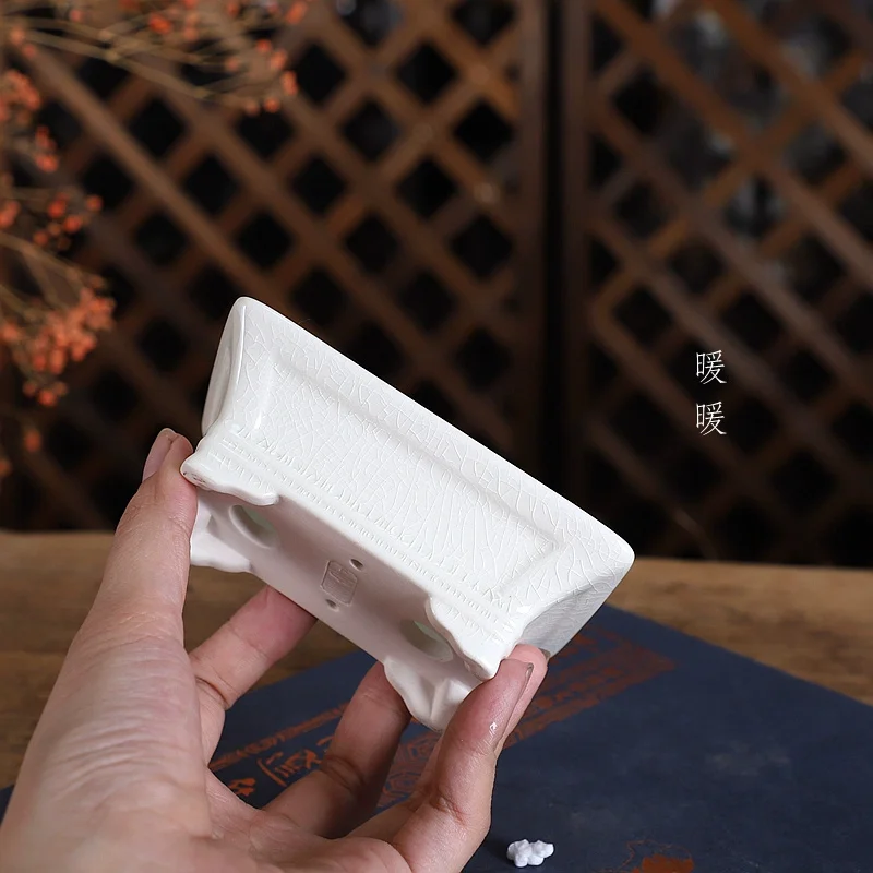 Porcelain Colorful Bonsai Pot, Rectangle, Chinese Classical, Dormitory Room, Table, Home Garden Decoration