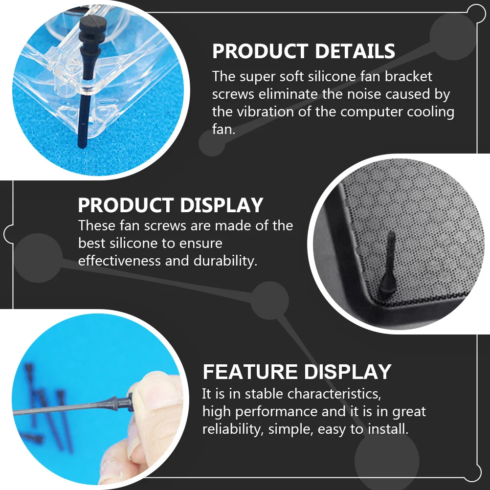 

20Pcs Silicone Fan Screw for Computer Cooler Noise Reduction Anti-Shake High Performance Mounting Fastener Cooler Fan Screw