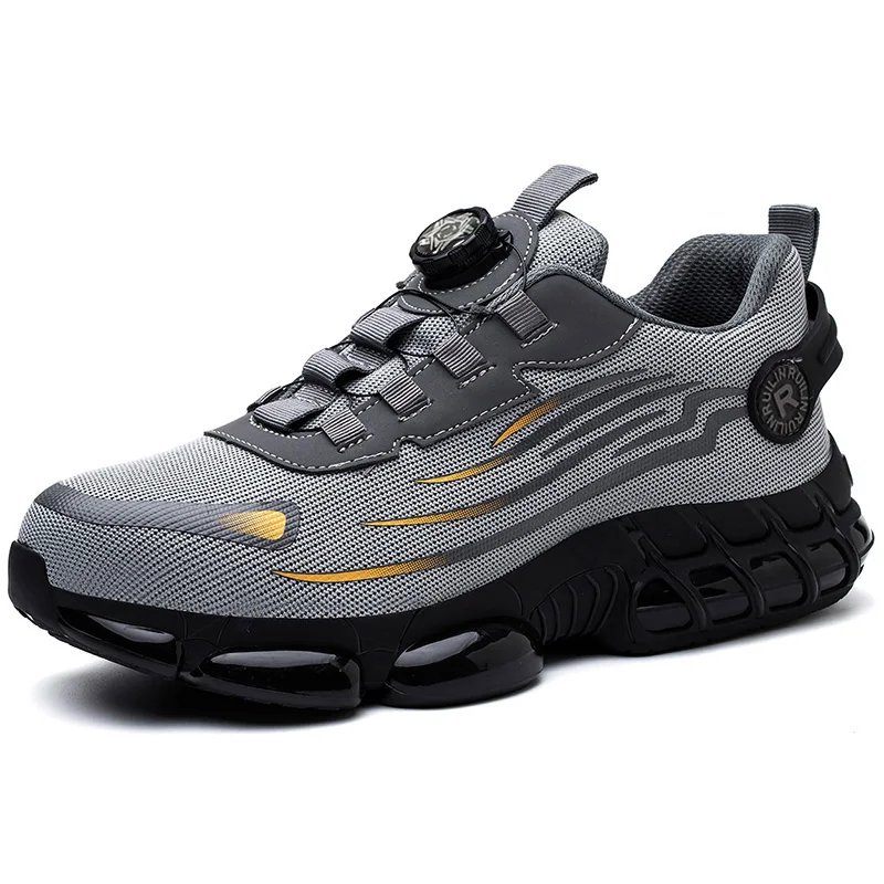    Draaiknop Nieuwe veiligheidsschoenen Heren Anti-impact Anti-piercing Werkschoenen Modieuze sportschoenen voor heren Luchtkussen Werkschoenen