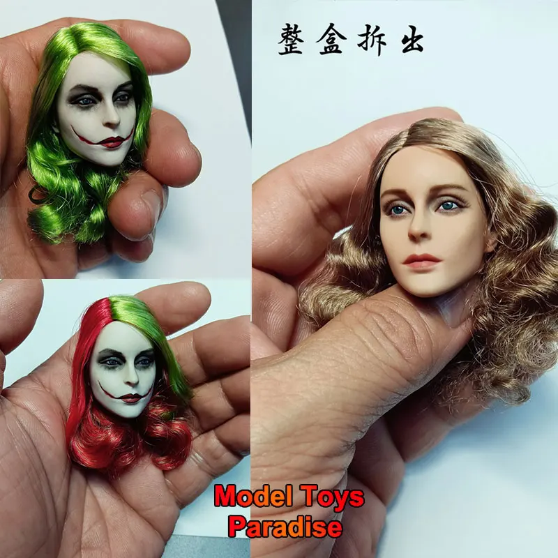 WOLFKING 1/6 Women Soldier Joker Head Carving Collector Edition Curly Hair Transplant Head Sculpt Fit 12inch Action Figure Body