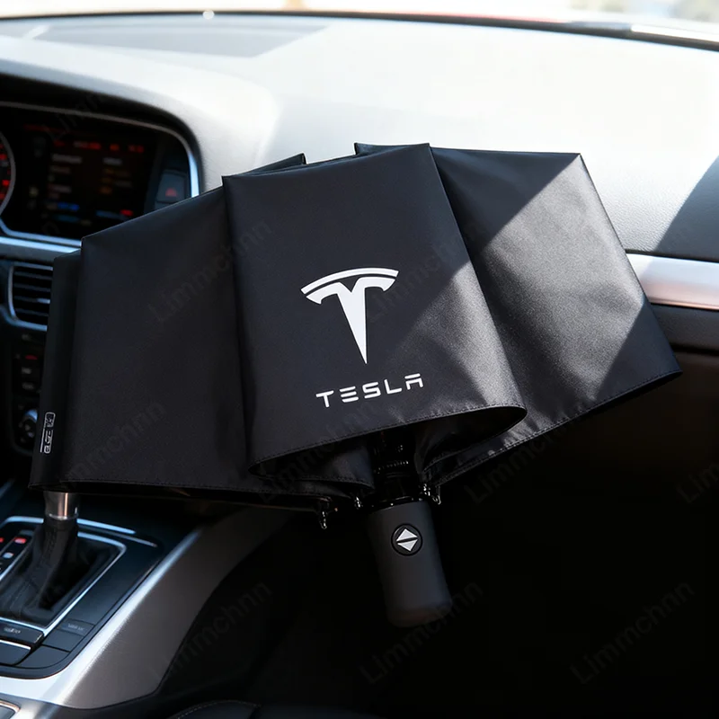 

Car Logo Umbrellas Automatic Folding Windproof Sunshade For Tesla Model 3 Model S Model X Model Y Roadster SpaceX Car Sticker