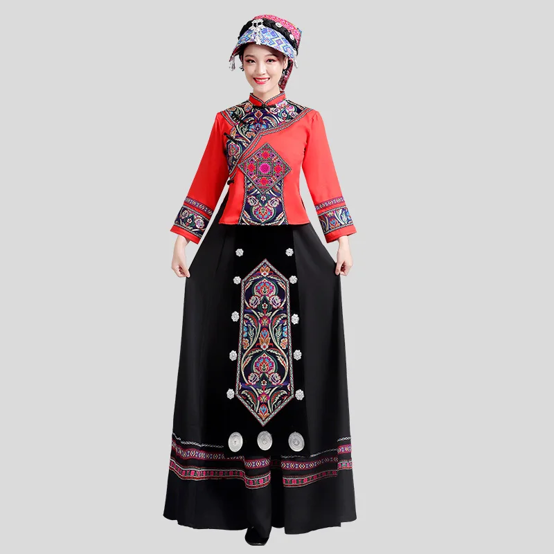 

New Ethnic Minority Dress Performance Costumes Yunnan Guizhou Tujia Miao Yi Adult Female Dance Clothing