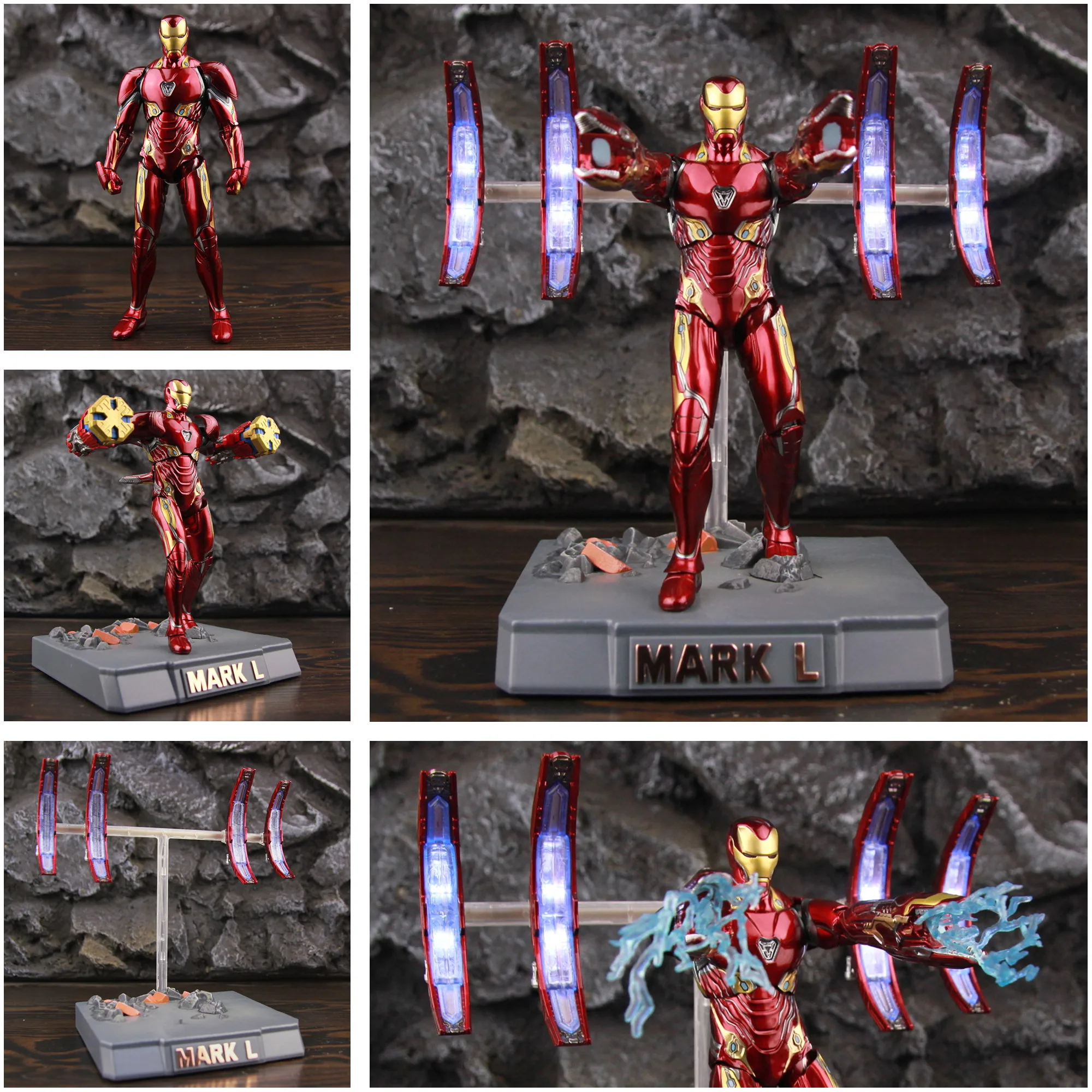 

ZD Toys Ironman Mark L 50 MK50 Nano Armor Floating Gun With LED Light Platform Set Weapons 7" Action Figure Infinity War Doll