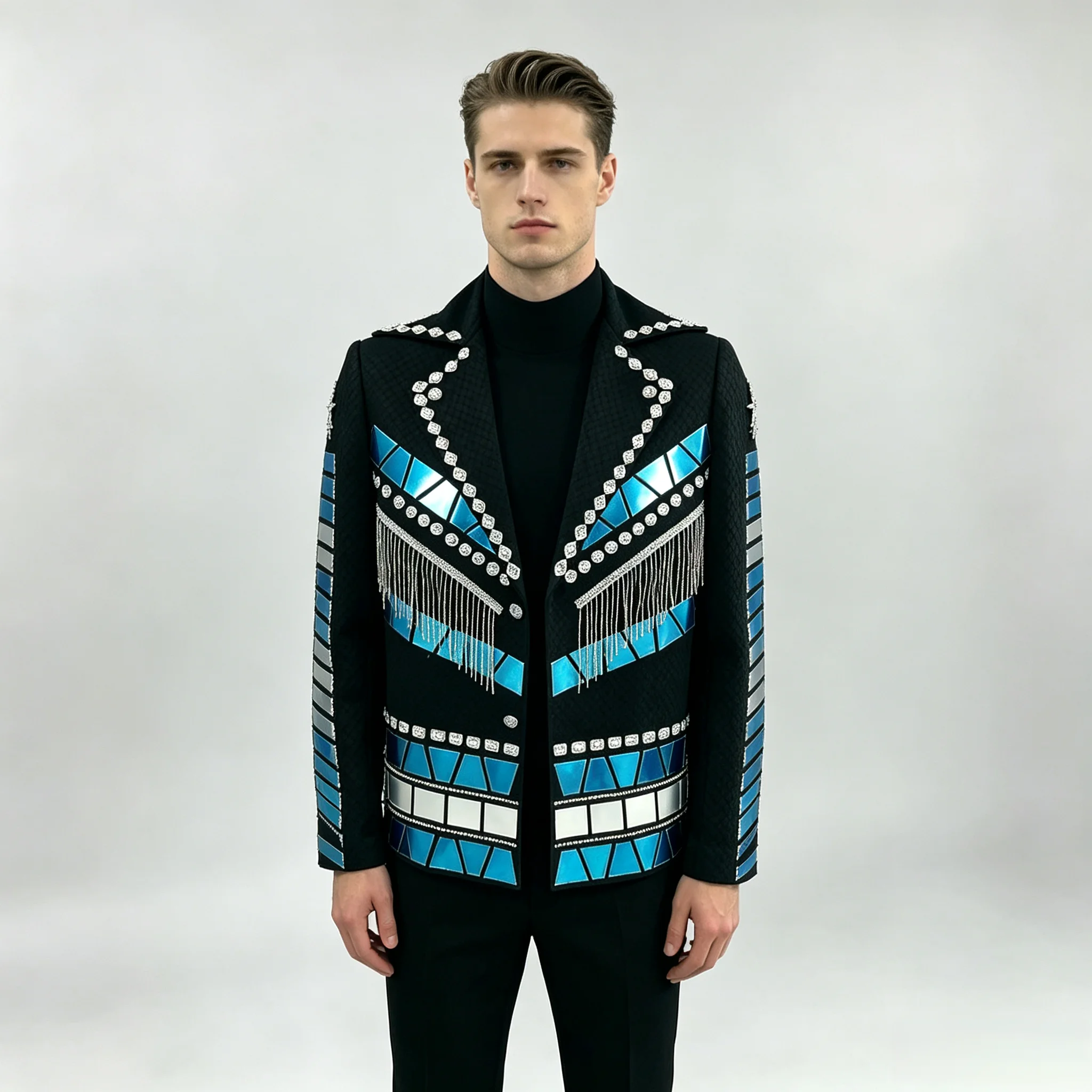 Customized Handmade New Fashion Mirrors Rivets Jacket Male Female Performance Coat Stage Show Party Dance wear