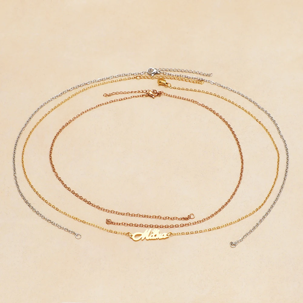 5 Stück PVD-Gold Edelstahl 45cm Verstellbare Flachketten Handgefertigte Halsketten-Verbinder Anhänger für DIY Schmuckherstellung Zubehör – Detail 3