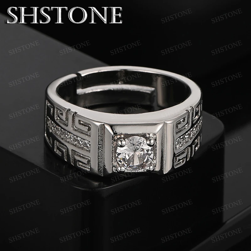

925 Sterling Silver Fine Big Zircon Open Ring For Women Men Wedding Ring Accessories Happy Party Classics Design Jewelry Gift