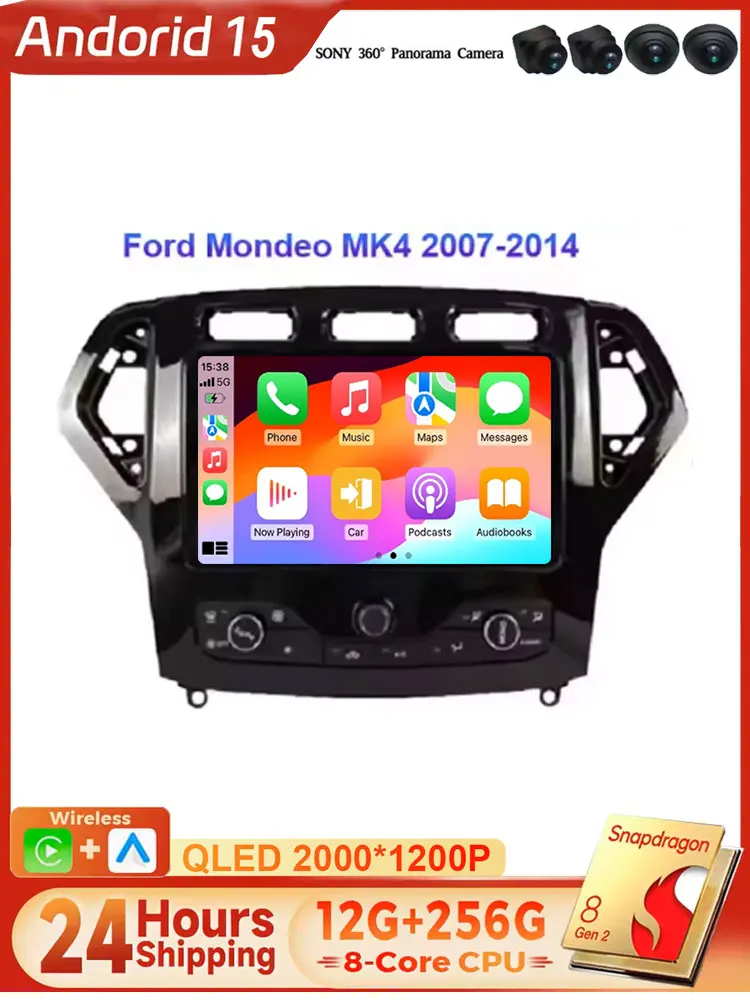 Android 15 Auto-Multimediaplayer für Ford Mondeo 4 MK4 2007-2010 mit 5G WLAN Android Auto Radio Carplay Navigation Stereo