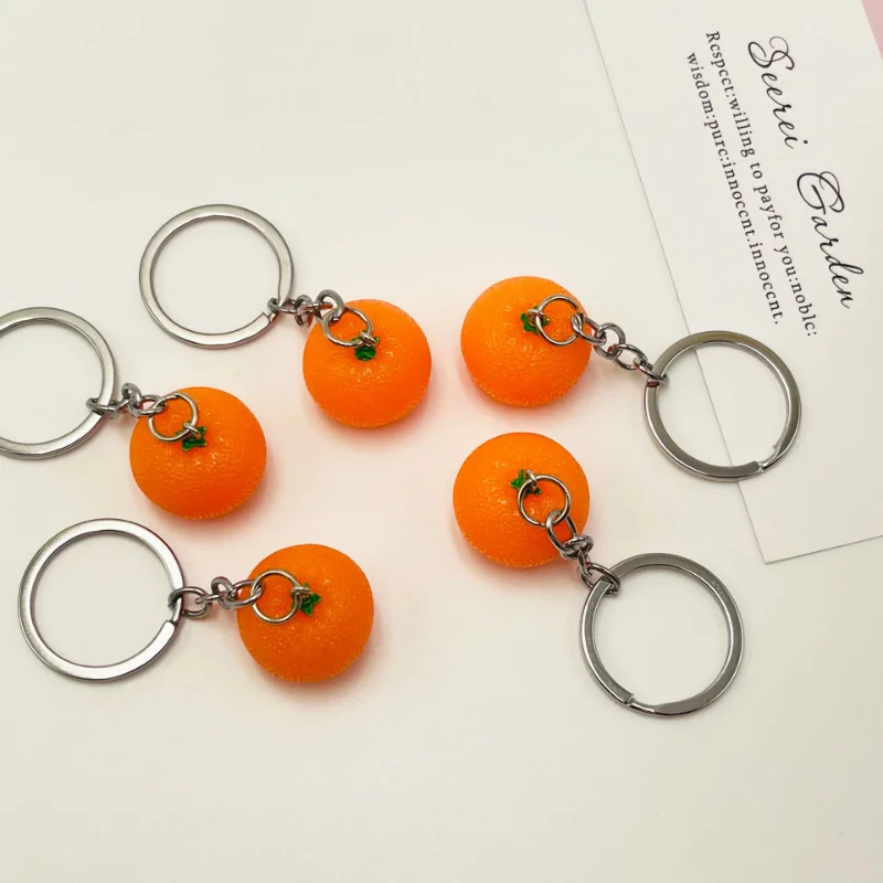 Creative Fruit Series Imitation Orange Keychains Men Car Key Resin Pendant Small Gift for Women Cute Bag Pendant Jewellery